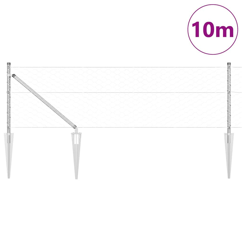 vidaXL Kerítés oszlopokkal Ezüst 0,6 x 10 m PVC-bevonatos acél