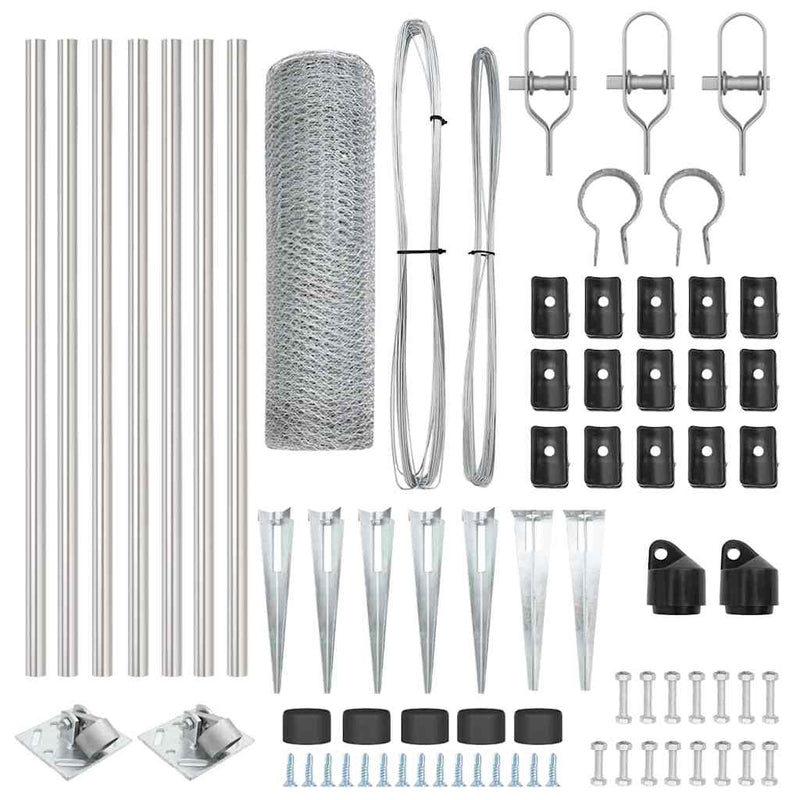 vidaXL Kerítés oszlopokkal Ezüst 0.8 x 10 m PVC-bevonatos acél