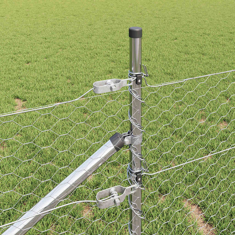 vidaXL Kerítés oszlopokkal Ezüst 0.8 x 10 m PVC-bevonatos acél