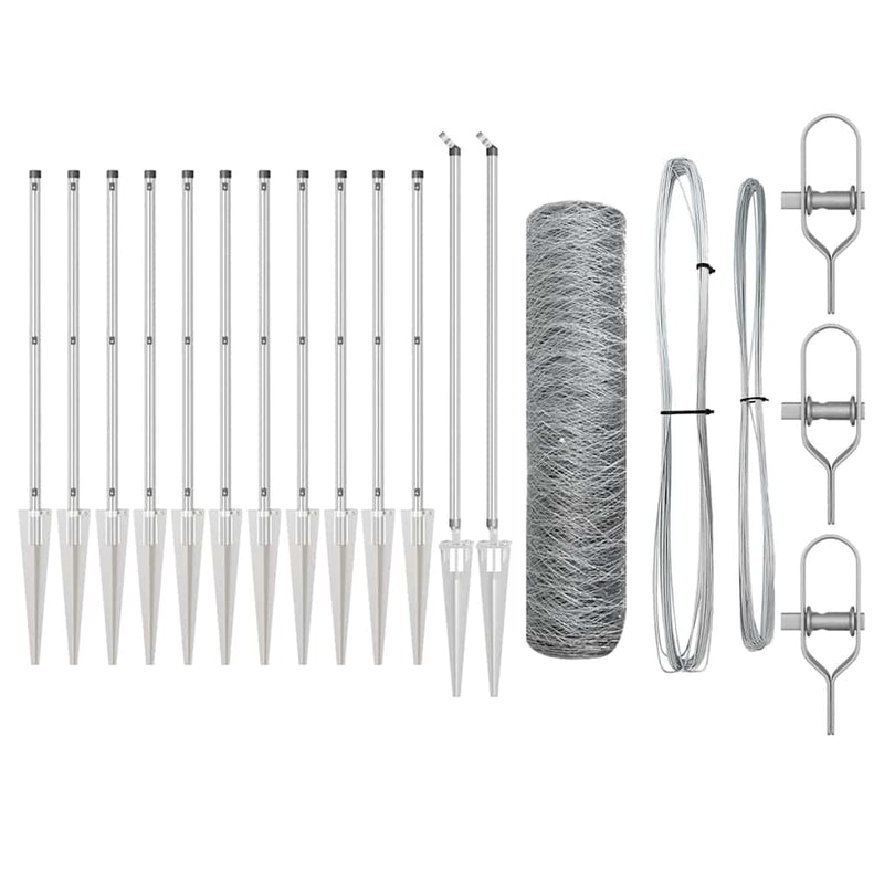 vidaXL Kerítés oszlopokkal Ezüst 0.8 x 10 m PVC-bevonatos acél