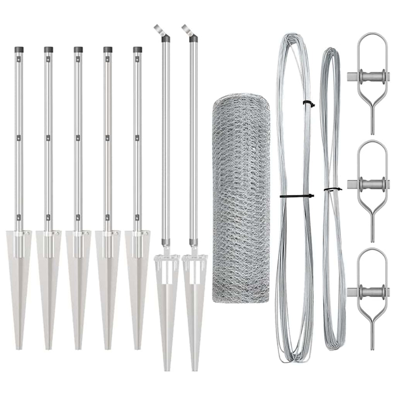 vidaXL Kerítés oszlopokkal Ezüst 1 x 10 m PVC-bevonatos acél