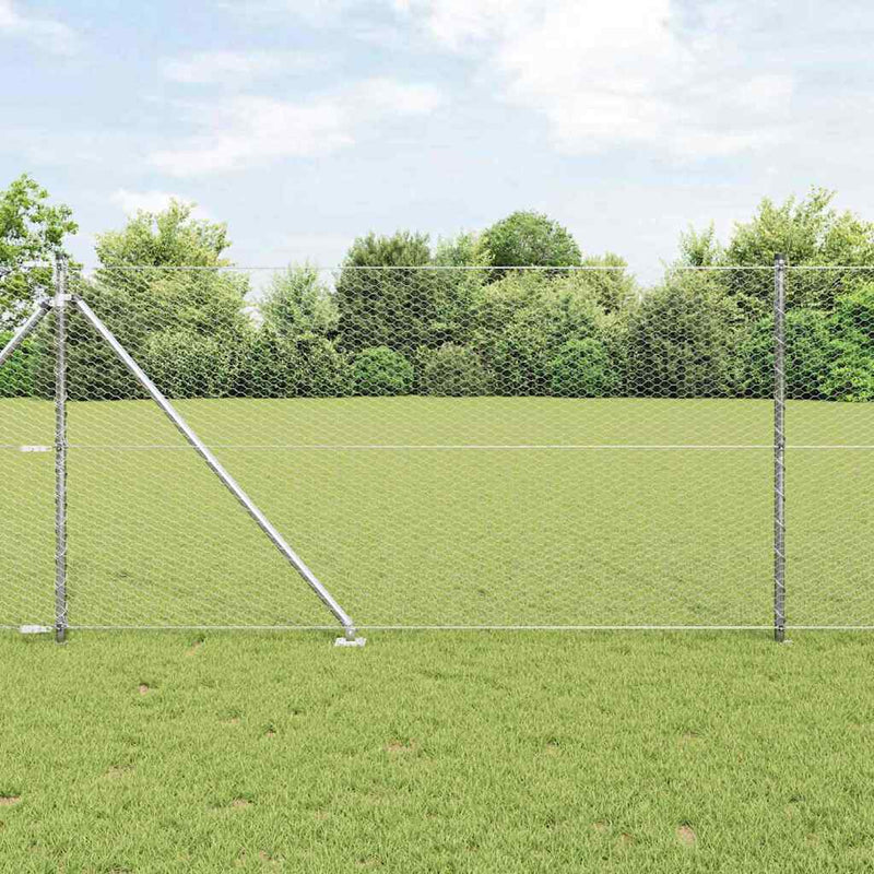 vidaXL Kerítés oszlopokkal Ezüst 1 x 10 m PVC-bevonatos acél