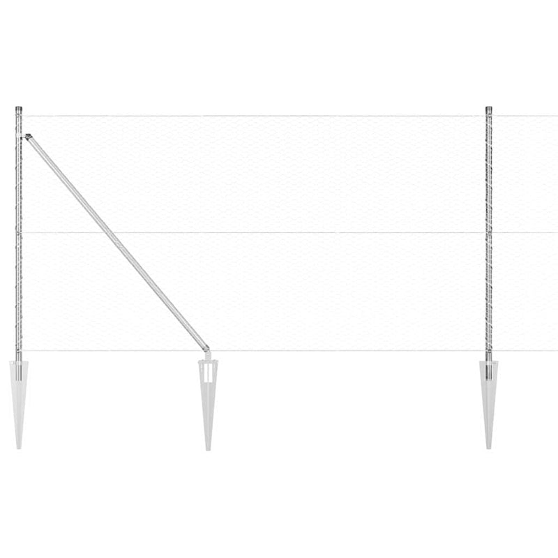 vidaXL Kerítés oszlopokkal Ezüst 1 x 10 m PVC-bevonatos acél