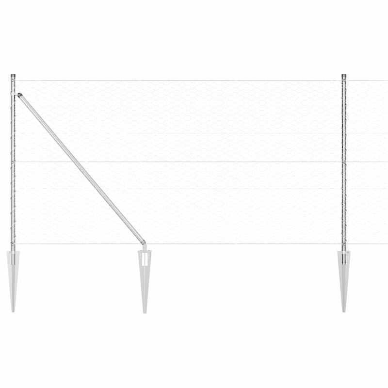 vidaXL Kerítés oszlopokkal Ezüst 1 x 10 m PVC-bevonatos acél