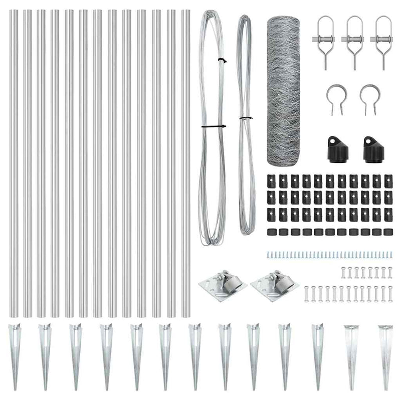 vidaXL Kerítés oszlopokkal Ezüst 1 x 10 m PVC-bevonatos acél