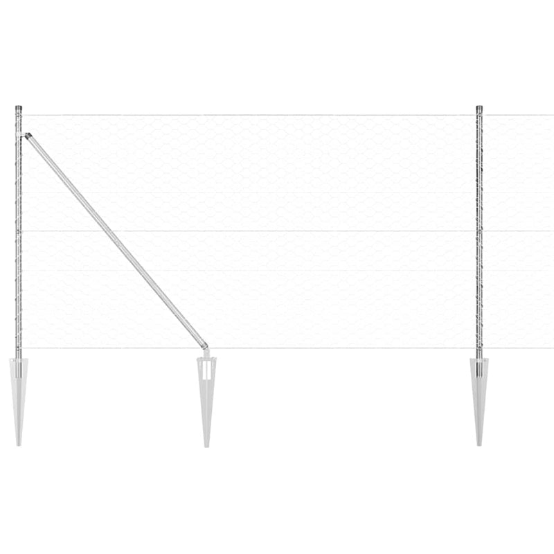 vidaXL Kerítés oszlopokkal Ezüst 1 x 10 m PVC-bevonatos acél