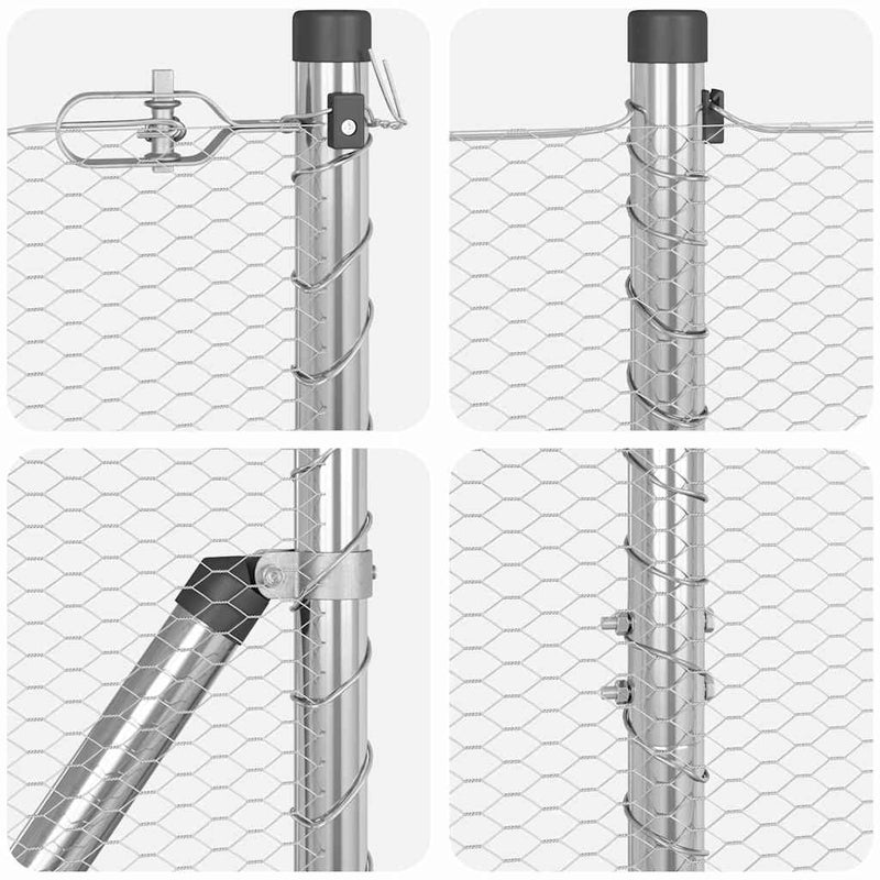 vidaXL Kerítés oszlopokkal Ezüst 1.2 x 10 m PVC-bevonatos acél