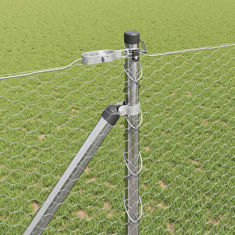 vidaXL Kerítés oszlopokkal Ezüst 1.2 x 10 m PVC-bevonatos acél