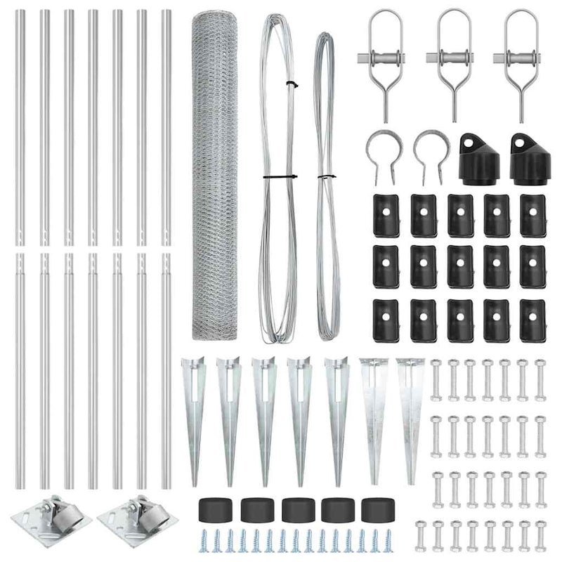 vidaXL Kerítés oszlopokkal Ezüst 1.2 x 10 m PVC-bevonatos acél