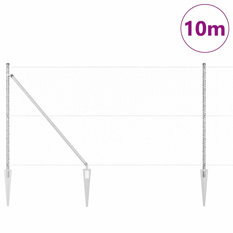 vidaXL Kerítés oszlopokkal Ezüst 1.2 x 10 m PVC-bevonatos acél
