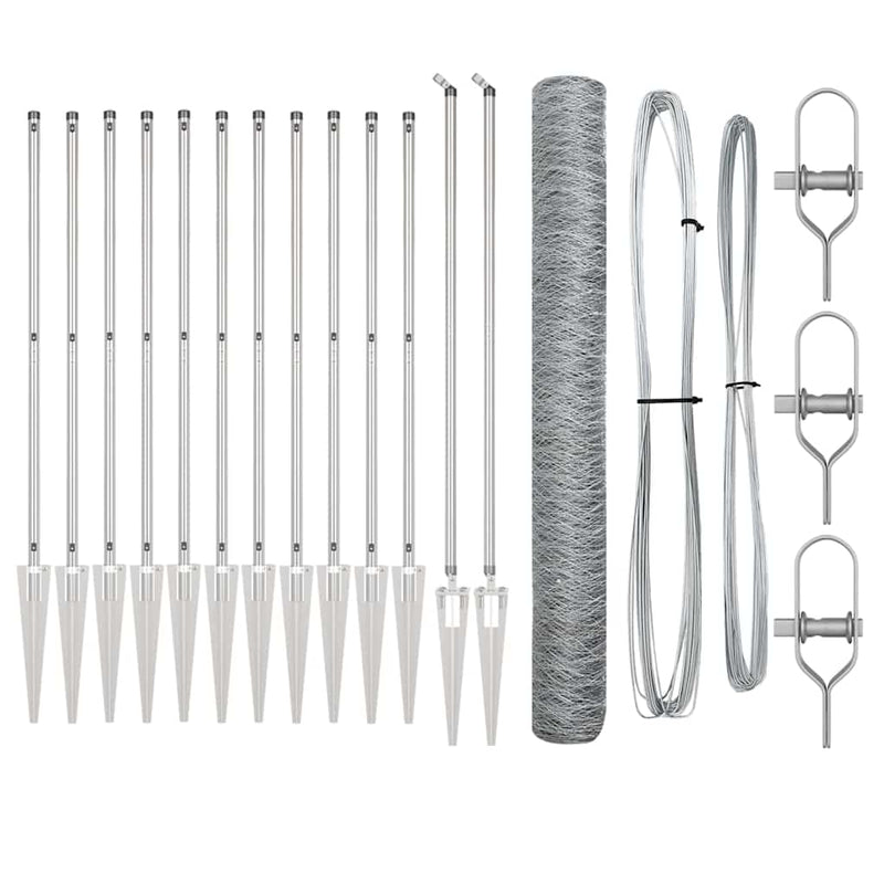 vidaXL Kerítés oszlopokkal Ezüst 1.2 x 10 m PVC-bevonatos acél