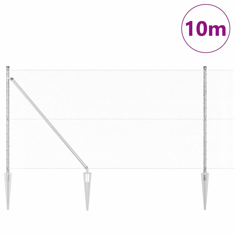 vidaXL Kerítés oszlopokkal Ezüst 1.4 x 10 m PVC-bevonatos acél