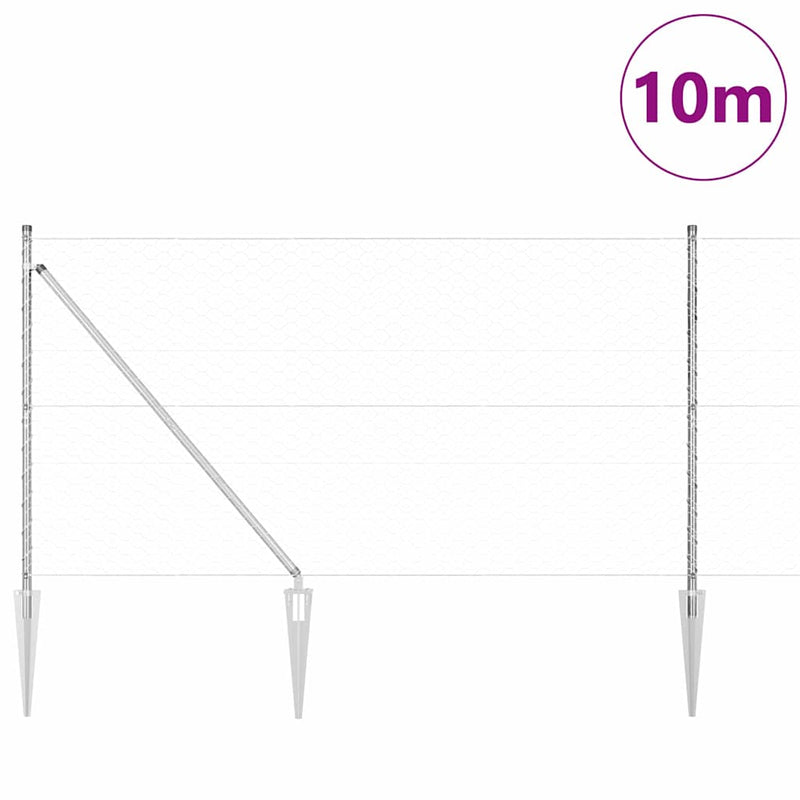 vidaXL Kerítés oszlopokkal Ezüst 1.4 x 10 m PVC-bevonatos acél