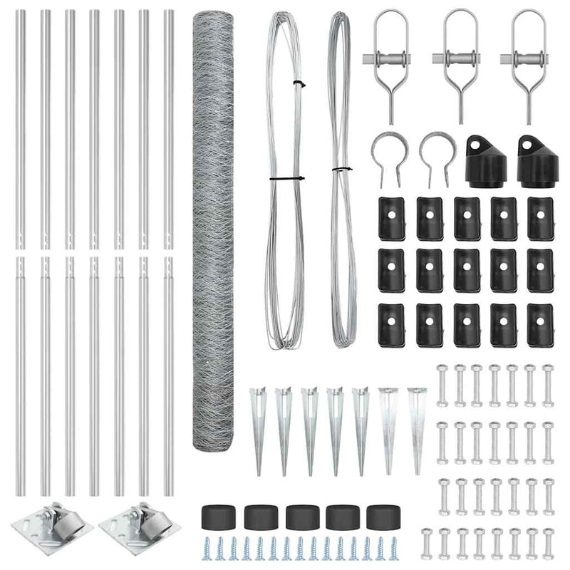 vidaXL Kerítés oszlopokkal Ezüst 1.5 x 10 m PVC-bevonatos acél