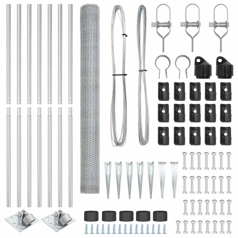 vidaXL Kerítés oszlopokkal Ezüst 1.6 x 10 m PVC-bevonatos acél