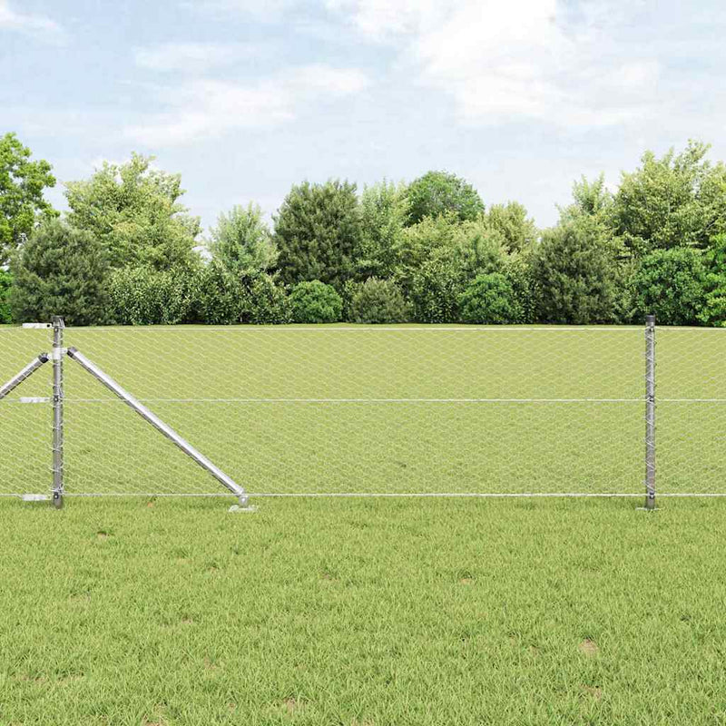 vidaXL Kerítés oszlopokkal Ezüst 0,6 x 25 m PVC-bevonatos acél