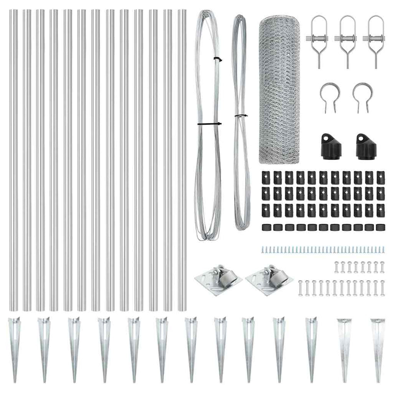 vidaXL Kerítés oszlopokkal Ezüst 0,6 x 25 m PVC-bevonatos acél
