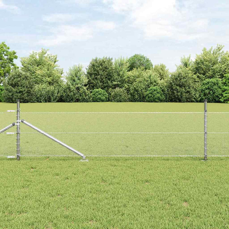 vidaXL Kerítés oszlopokkal Ezüst 0.8 x 25 m PVC-bevonatos acél