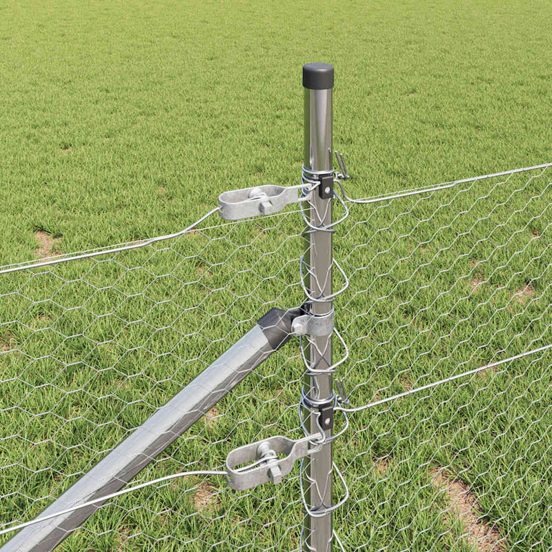 vidaXL Kerítés oszlopokkal Ezüst 0.8 x 25 m PVC-bevonatos acél