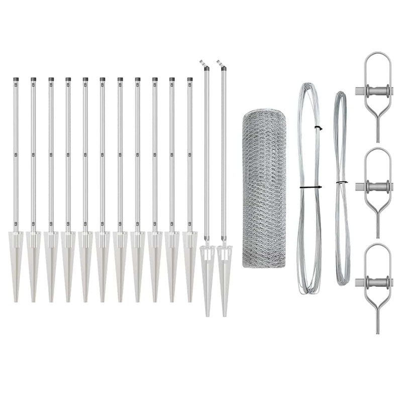 vidaXL Kerítés oszlopokkal Ezüst 0.8 x 25 m PVC-bevonatos acél