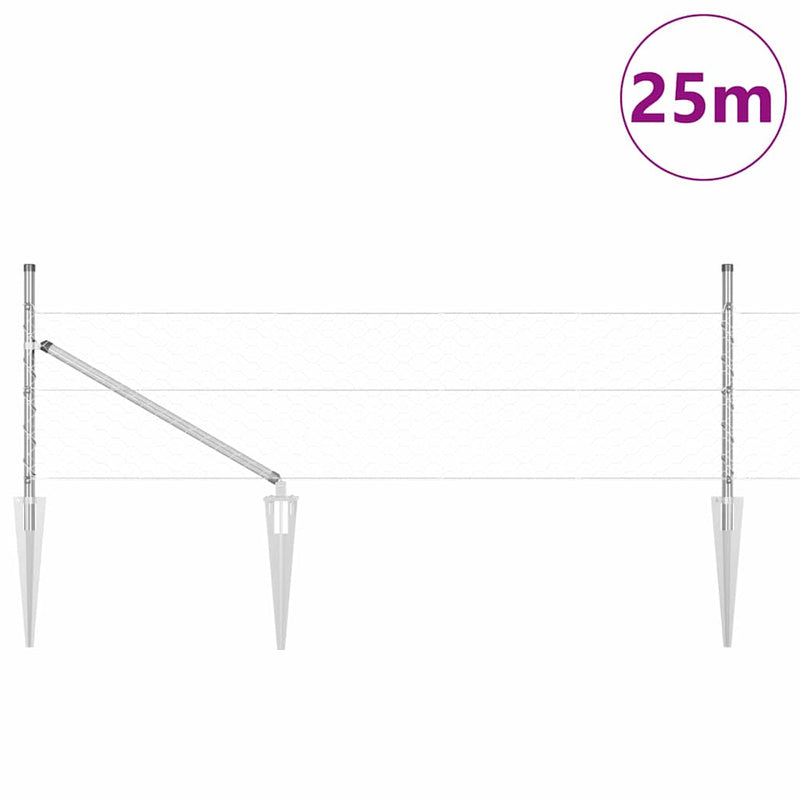 vidaXL Kerítés oszlopokkal Ezüst 0.8 x 25 m PVC-bevonatos acél
