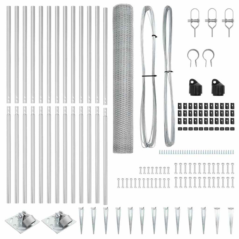 vidaXL Kerítés oszlopokkal Ezüst 1.2 x 25 m PVC-bevonatos acél