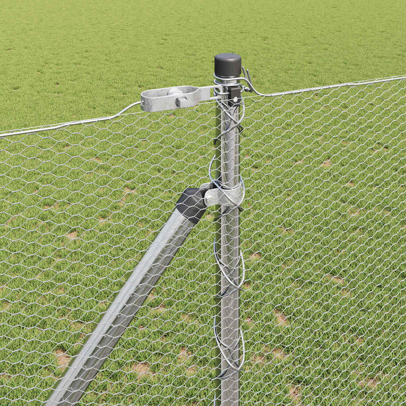 vidaXL Kerítés oszlopokkal Ezüst 1.4 x 25 m PVC-bevonatos acél