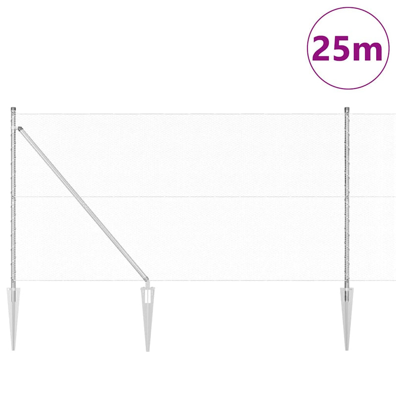vidaXL Kerítés oszlopokkal Ezüst 1.4 x 25 m PVC-bevonatos acél