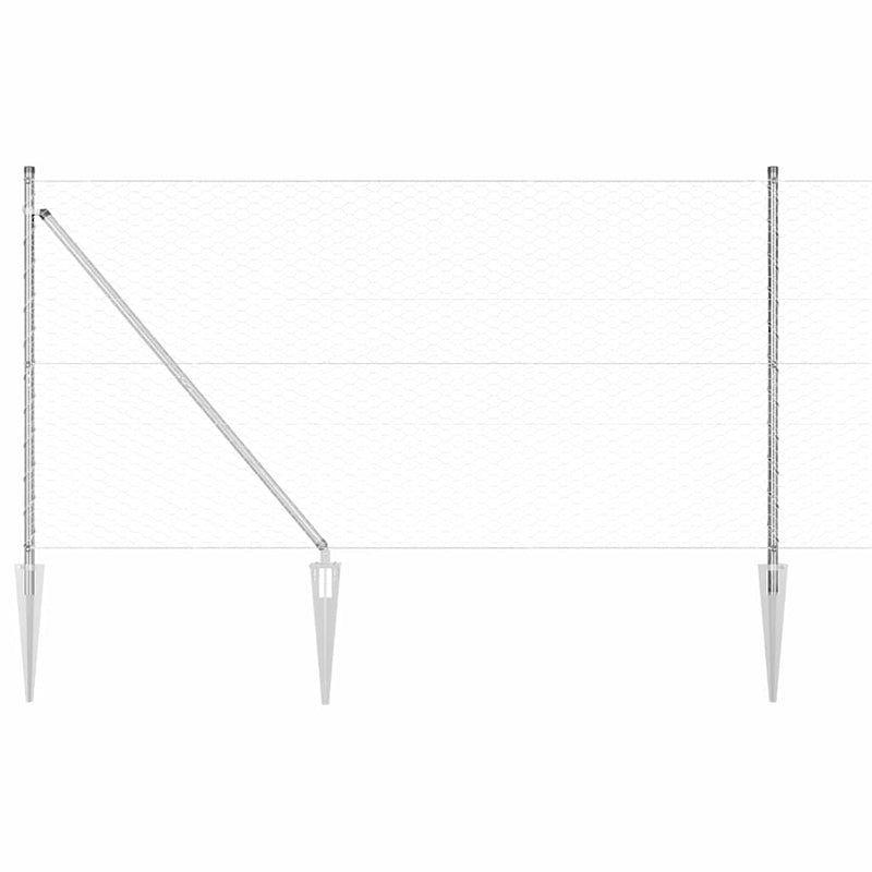 vidaXL Kerítés oszlopokkal Ezüst 1.4 x 25 m PVC-bevonatos acél