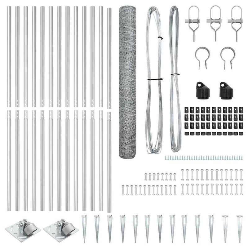 vidaXL Kerítés oszlopokkal Ezüst 1.4 x 25 m PVC-bevonatos acél