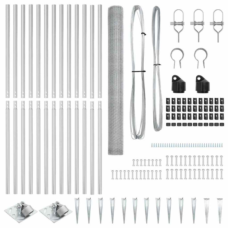 vidaXL Kerítés oszlopokkal Ezüst 1.5 x 25 m PVC-bevonatos acél