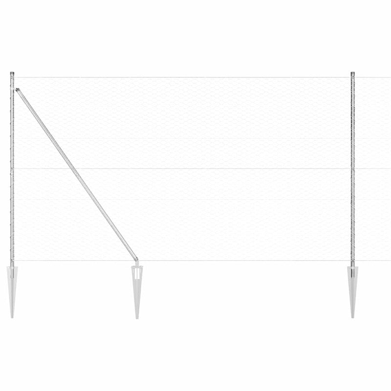 vidaXL Kerítés oszlopokkal Ezüst 1.5 x 25 m PVC-bevonatos acél