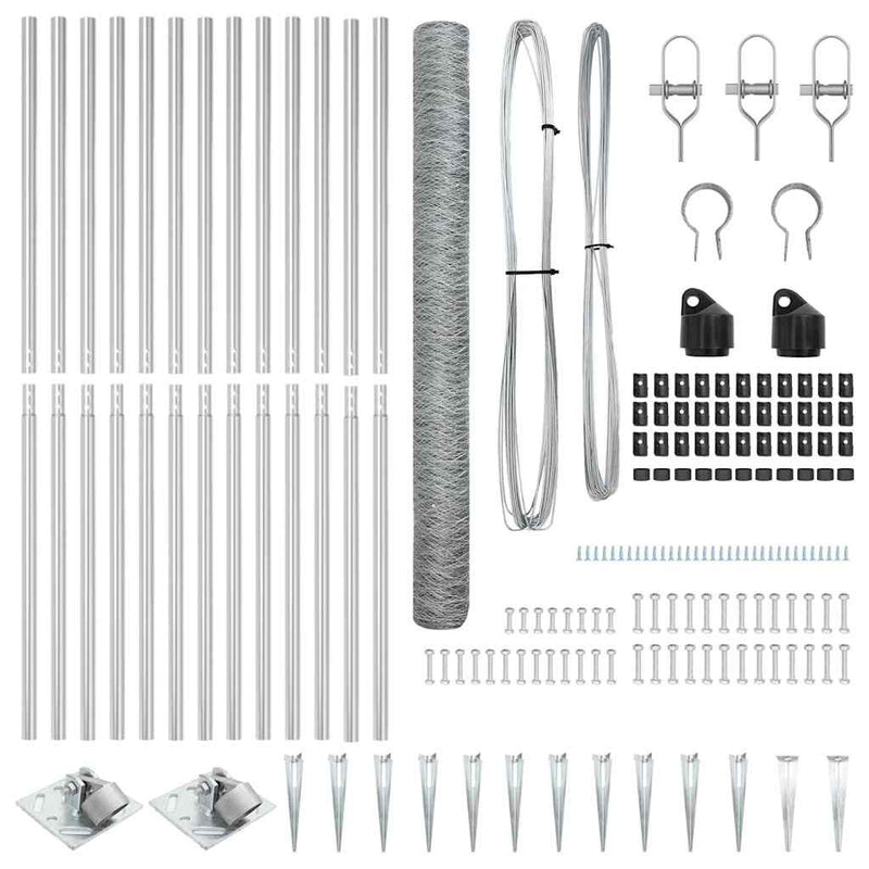 vidaXL Kerítés oszlopokkal Ezüst 1.5 x 25 m PVC-bevonatos acél