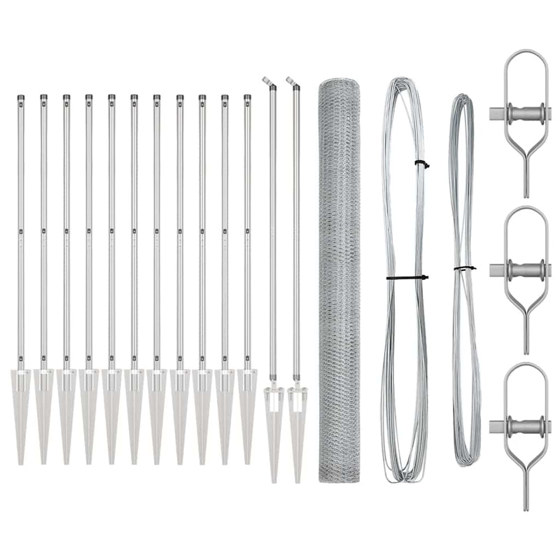 vidaXL Kerítés oszlopokkal Ezüst 1.6 x 25 m PVC-bevonatos acél