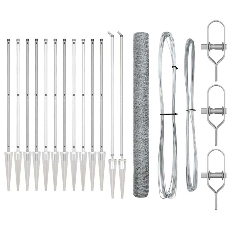 vidaXL Kerítés oszlopokkal Ezüst 1.6 x 25 m PVC-bevonatos acél