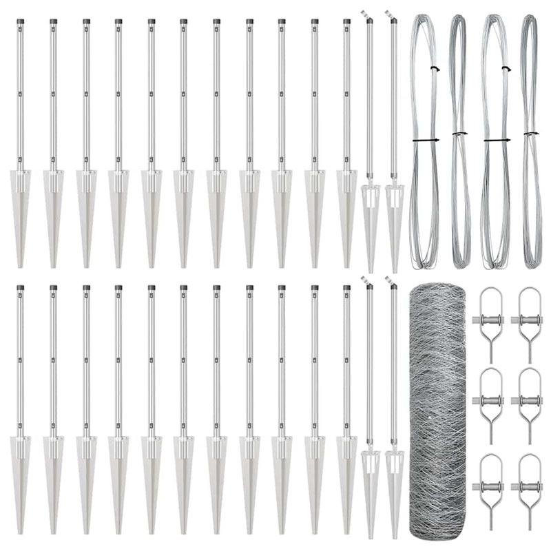 vidaXL Kerítés oszlopokkal Ezüst 0.4 x 50 m PVC-bevonatos acél