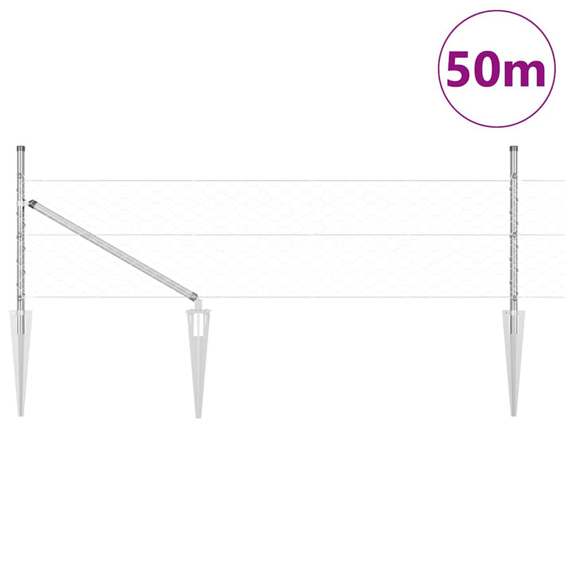 vidaXL Kerítés oszlopokkal Ezüst 0.4 x 50 m PVC-bevonatos acél