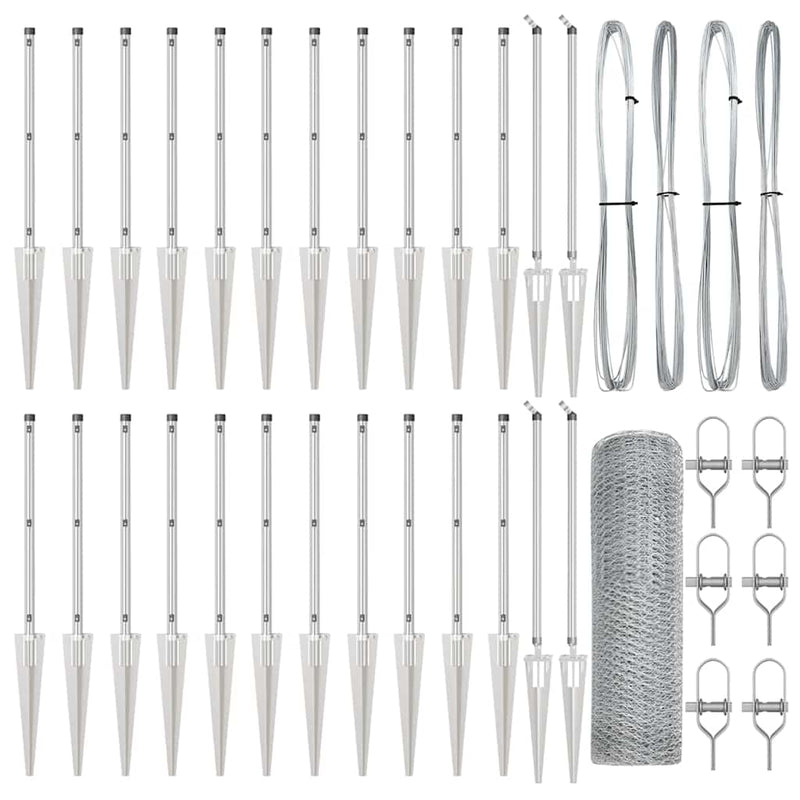 vidaXL Kerítés oszlopokkal Ezüst 0.5 x 50 m PVC-bevonatos acél