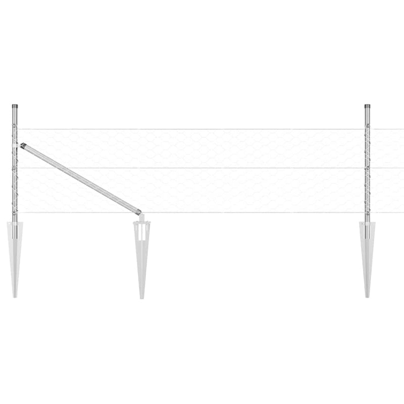 vidaXL Kerítés oszlopokkal Ezüst 0.5 x 50 m PVC-bevonatos acél