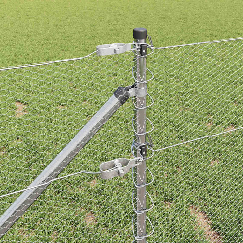 vidaXL Kerítés oszlopokkal Ezüst 0.6 x 50 m PVC-bevonatos acél