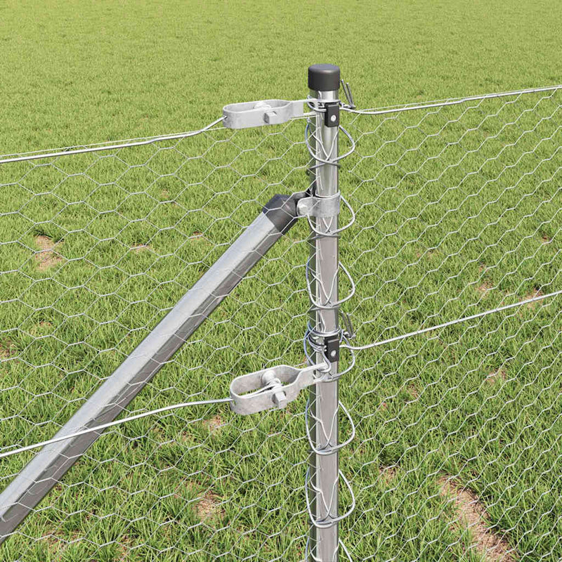 vidaXL Kerítés oszlopokkal Ezüst 0.6 x 50 m PVC-bevonatos acél