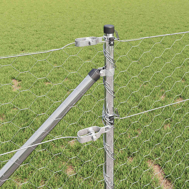 vidaXL Kerítés oszlopokkal Ezüst 0.6 x 50 m PVC-bevonatos acél