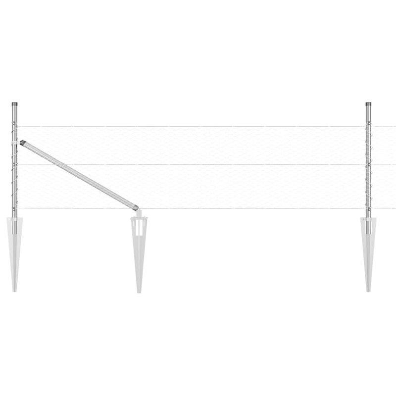 vidaXL Kerítés oszlopokkal Ezüst 0.8 x 50 m PVC-bevonatos acél