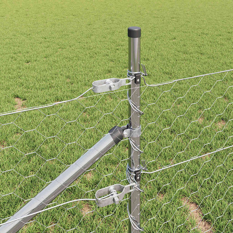 vidaXL Kerítés oszlopokkal Ezüst 0.8 x 50 m PVC-bevonatos acél