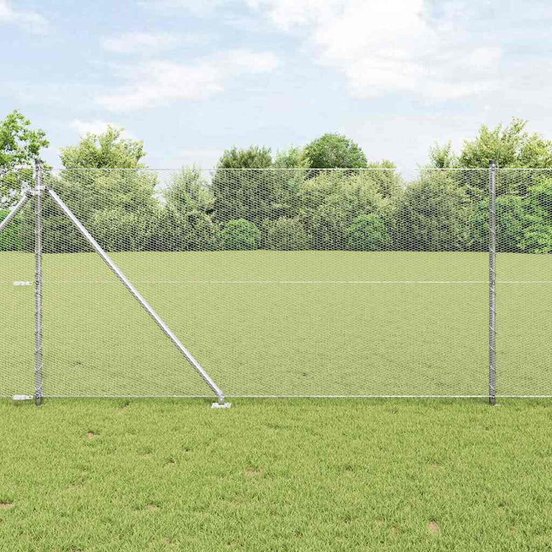 vidaXL Kerítés oszlopokkal Ezüst 1 x 50 m PVC-bevonatos acél