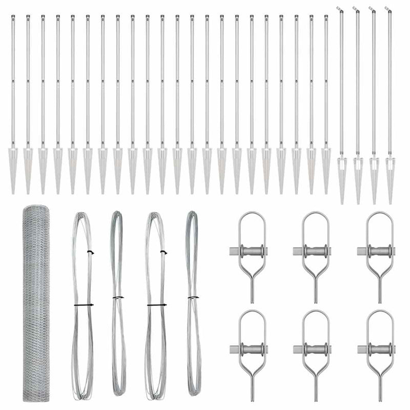 vidaXL Kerítés oszlopokkal Ezüst 1.2 x 50 m PVC-bevonatos acél