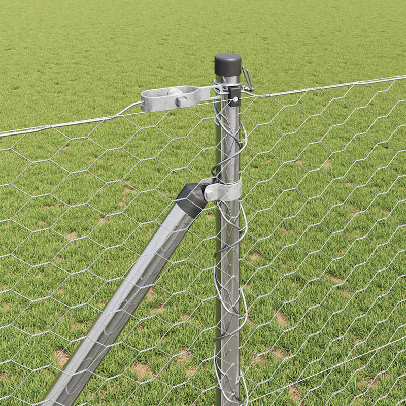 vidaXL Kerítés oszlopokkal Ezüst 1.2 x 50 m PVC-bevonatos acél