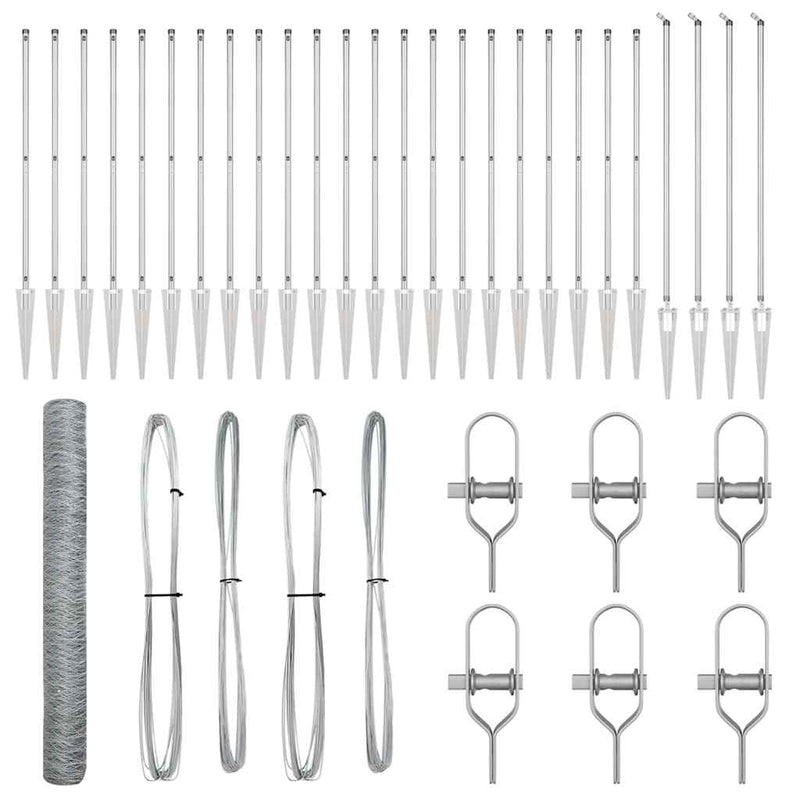 vidaXL Kerítés oszlopokkal Ezüst 1.2 x 50 m PVC-bevonatos acél