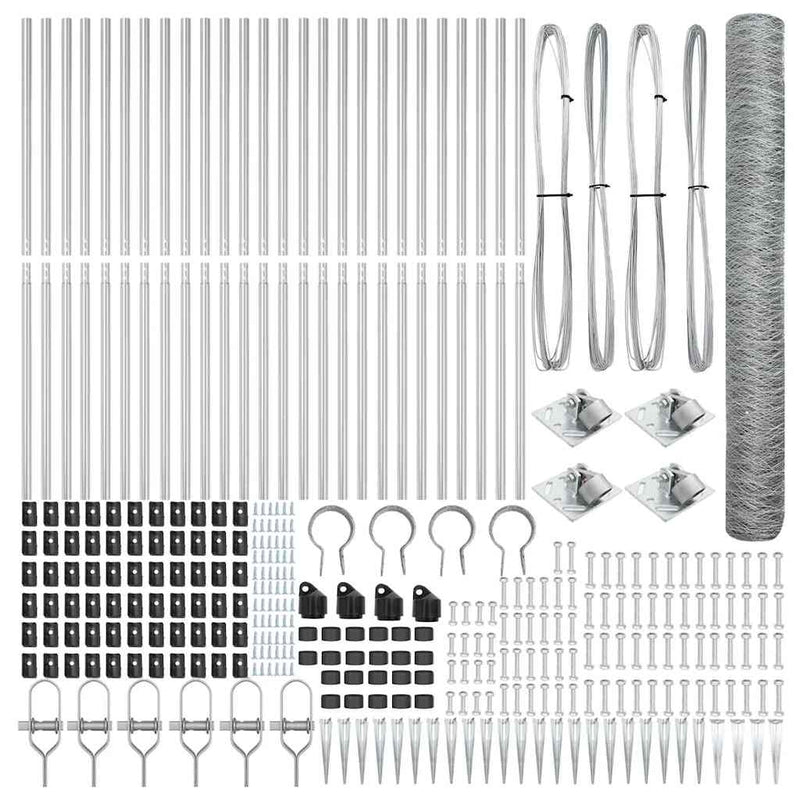 vidaXL Kerítés oszlopokkal Ezüst 1.2 x 50 m PVC-bevonatos acél
