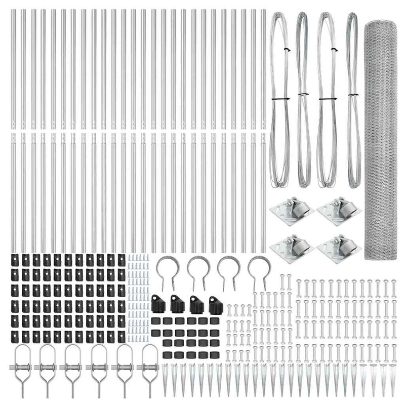 vidaXL Kerítés oszlopokkal Ezüst 1.4 x 50 m PVC-bevonatos acél